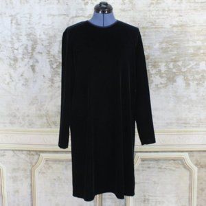 Vintage J. Jill Lagenlook Dress M Velvet Velour Shift Jumper Black Med Mod Goth